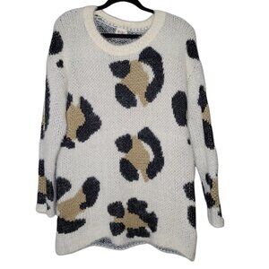 Bibi soft fuzzy Oversized long sleeve Sweater large Leopard print size large